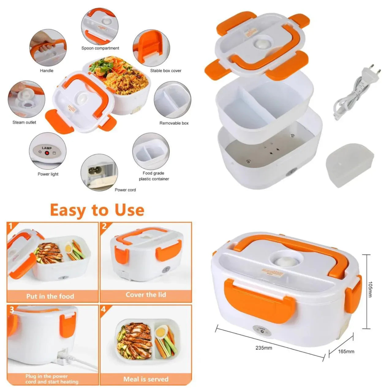 Multifunction Electric Lunch Box with Stainless Steel Container