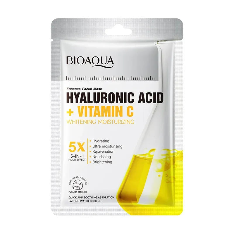 Bioaqua Hyaluronic Acid + Vitamin C Whitening Moisturizing Essence Facial Mask- Each