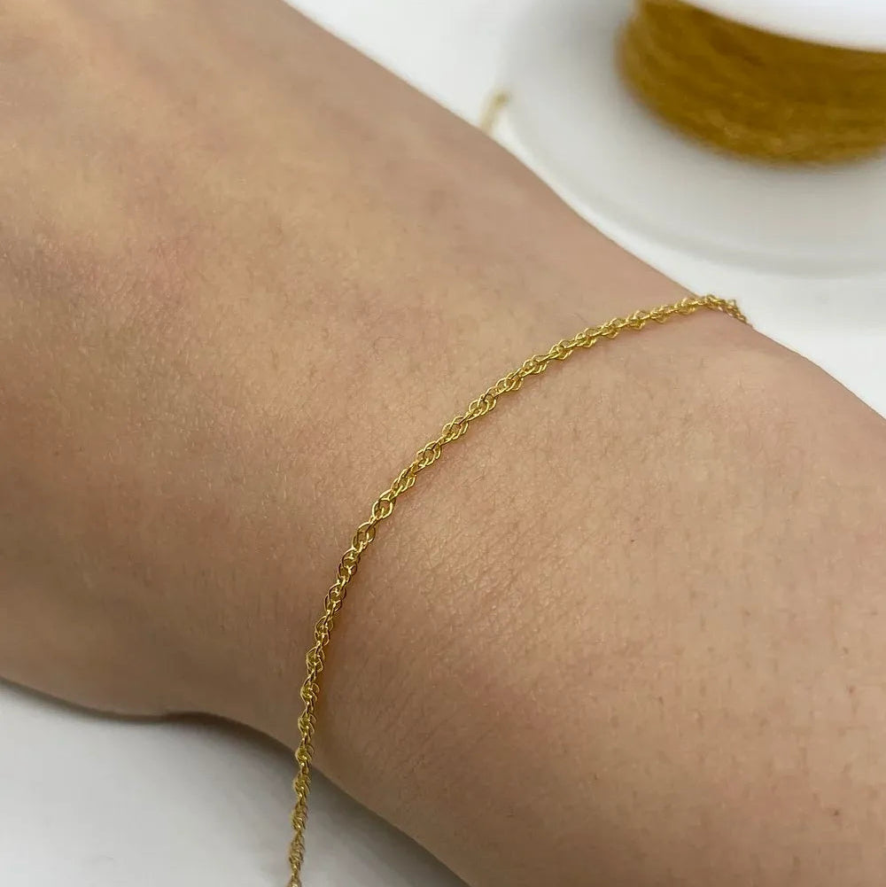 Gold Textured Link Chain Spool Permanent Bracelet - 5m