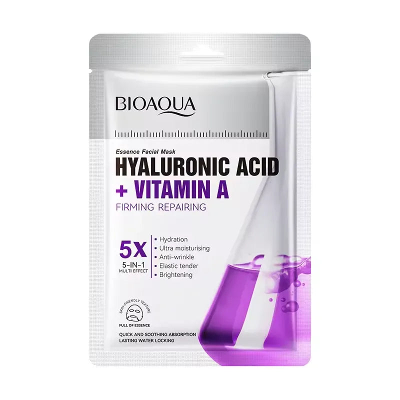 Bioaqua Hyaluronic Acid + Vitamin A Firming Repairing Essence Facial Mask - Each