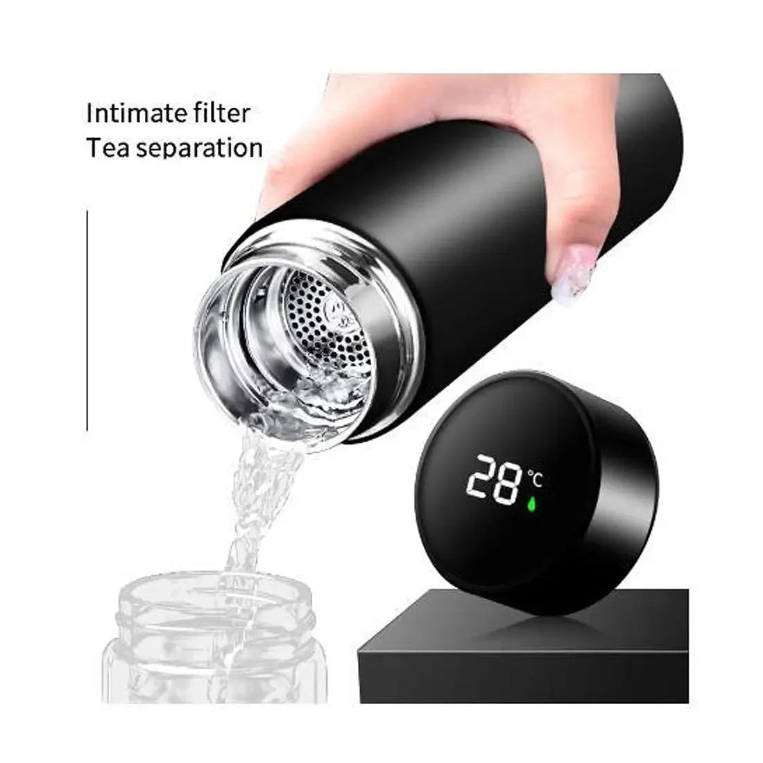 Smart LED Temperature Display Vacuum Insulated Water Bottle-Each