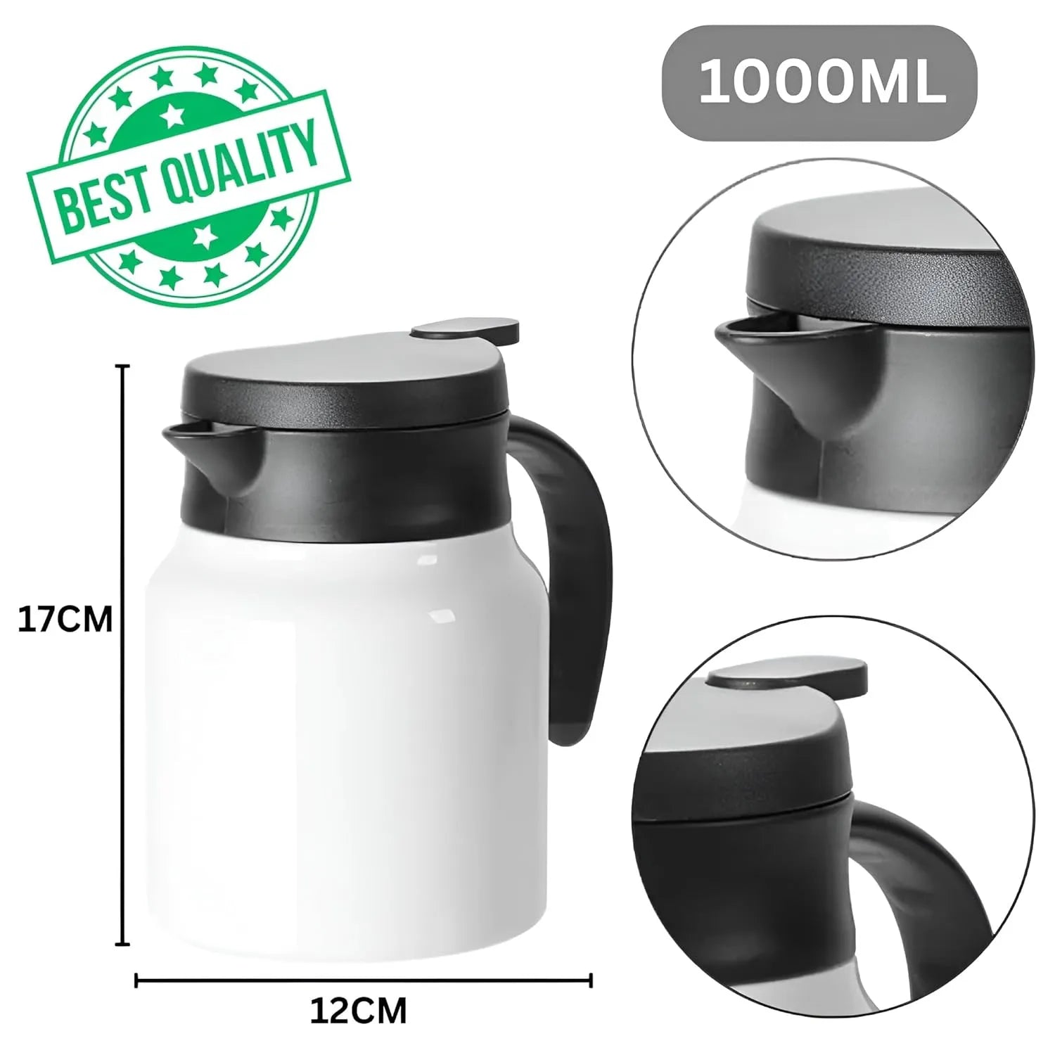 Stainless Steel Insulated Coffee Carafe with Removable Infuser Filter - 1000ml