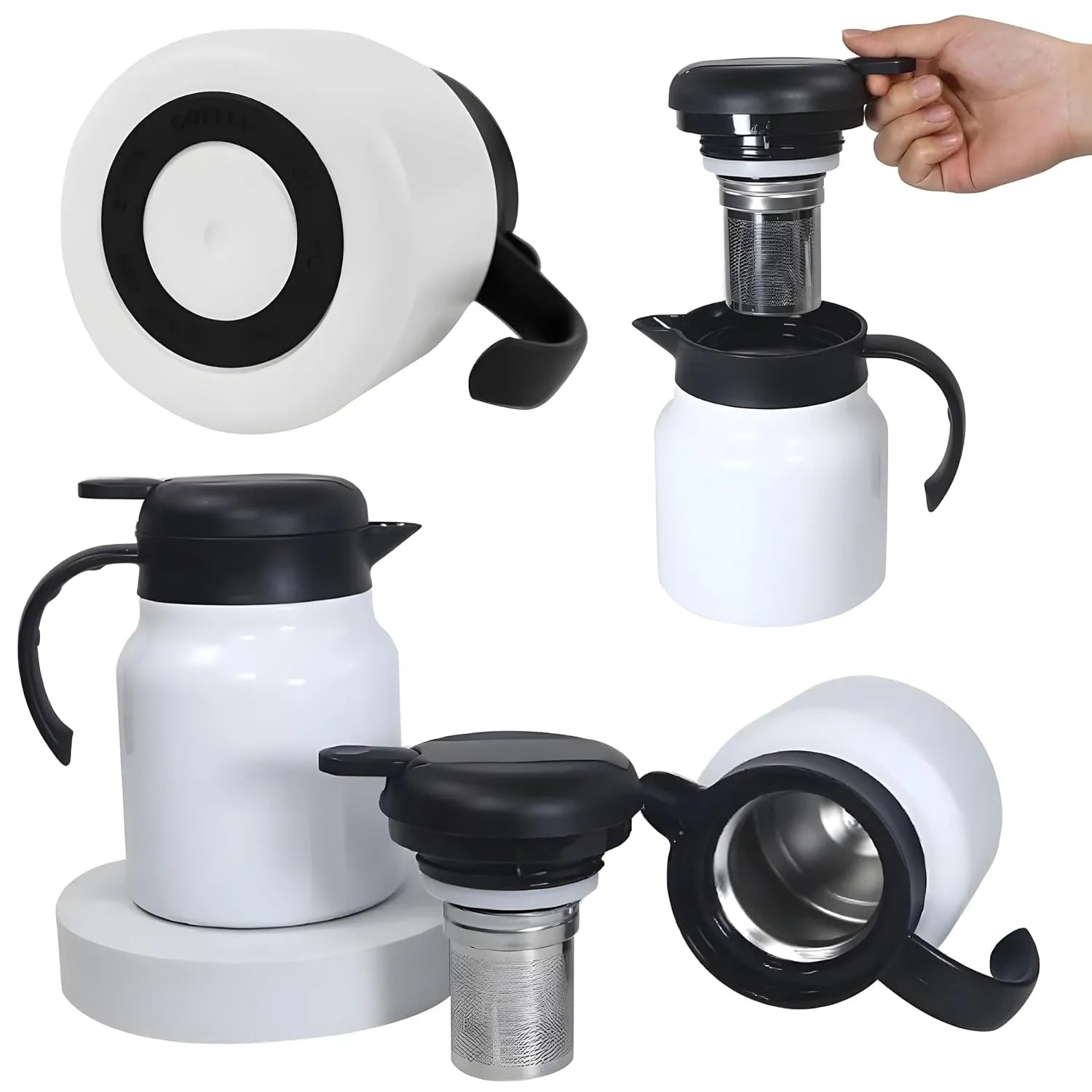 Stainless Steel Insulated Coffee Carafe with Removable Infuser Filter - 1000ml