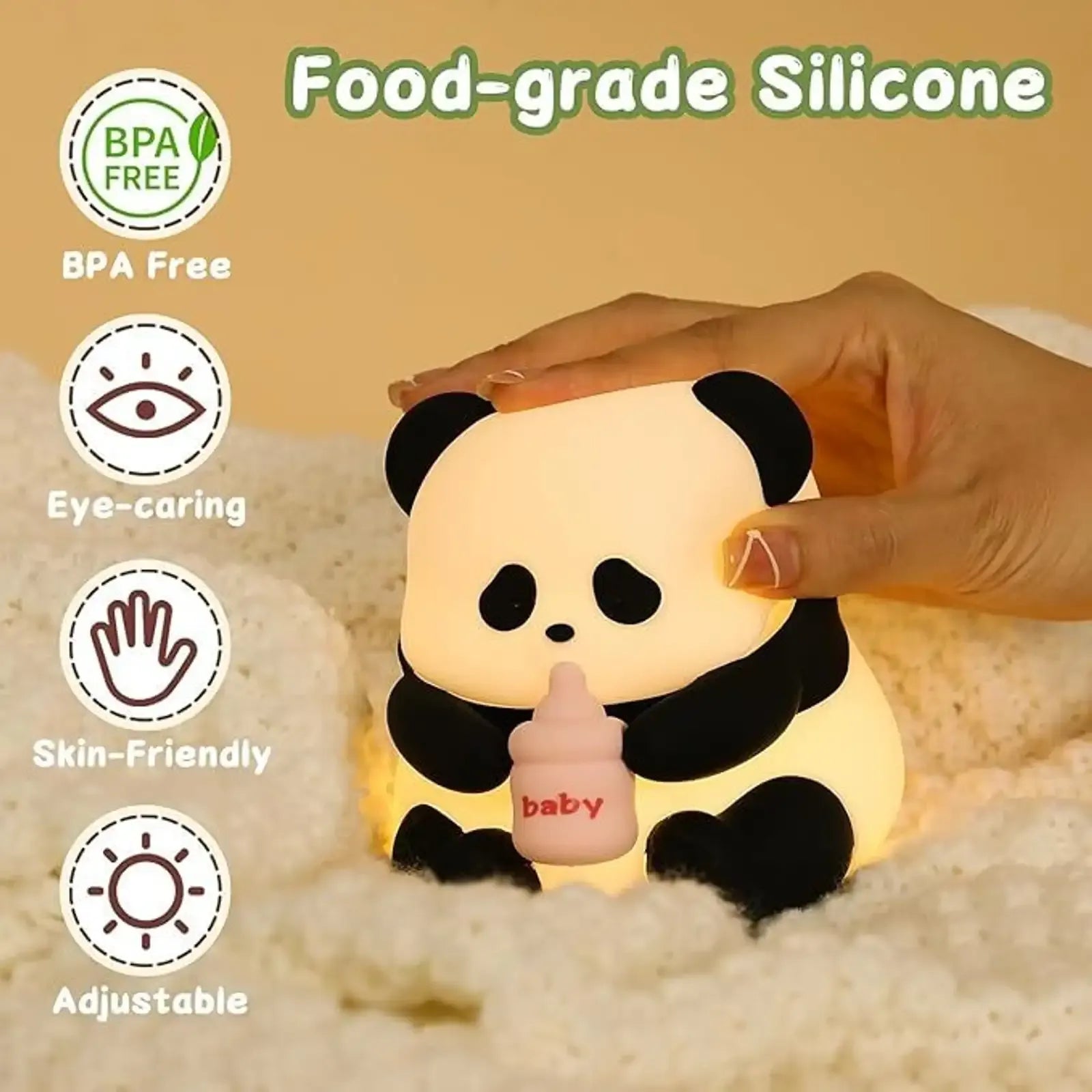 Cute Panda silicone Night Light chargeable lamp