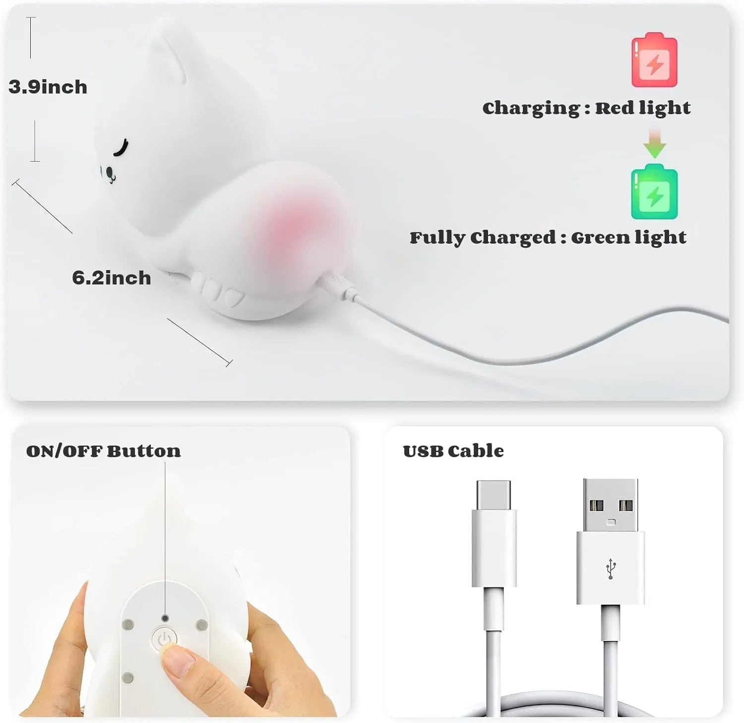 Cute Sleeping Cat Silicone LED Night Light