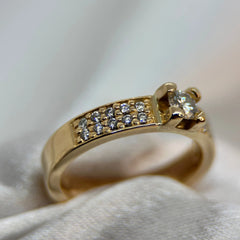 Gold Zircon Solitaire Ring