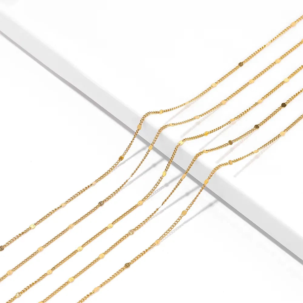 Gold Flat Disc Link Chain Permanent Bracelet - 5m