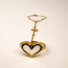 Gold Plated Heart Chain Bracelet Ring