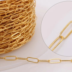 Gold Oval Paperclip Chain Spool Permanent Bracelet - 5m