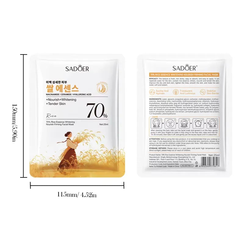 SADOER 70% Rice Essence Nourish Firming Facial Mask - Each