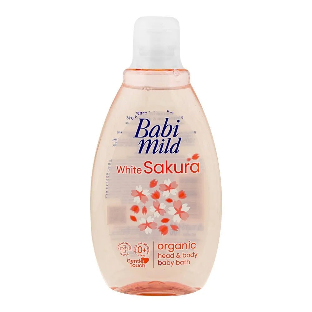 Babi Mild White Sakura Organic Head & Body Baby Bath Wash - 380ml