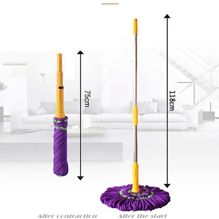 Self-Wringing Twist Mop with Extendable Stainless Steel Handle for Multi-Use Home Cleaning-Each