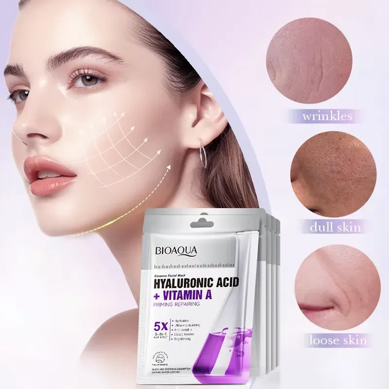 Bioaqua Hyaluronic Acid + Vitamin A Firming Repairing Essence Facial Mask - Each