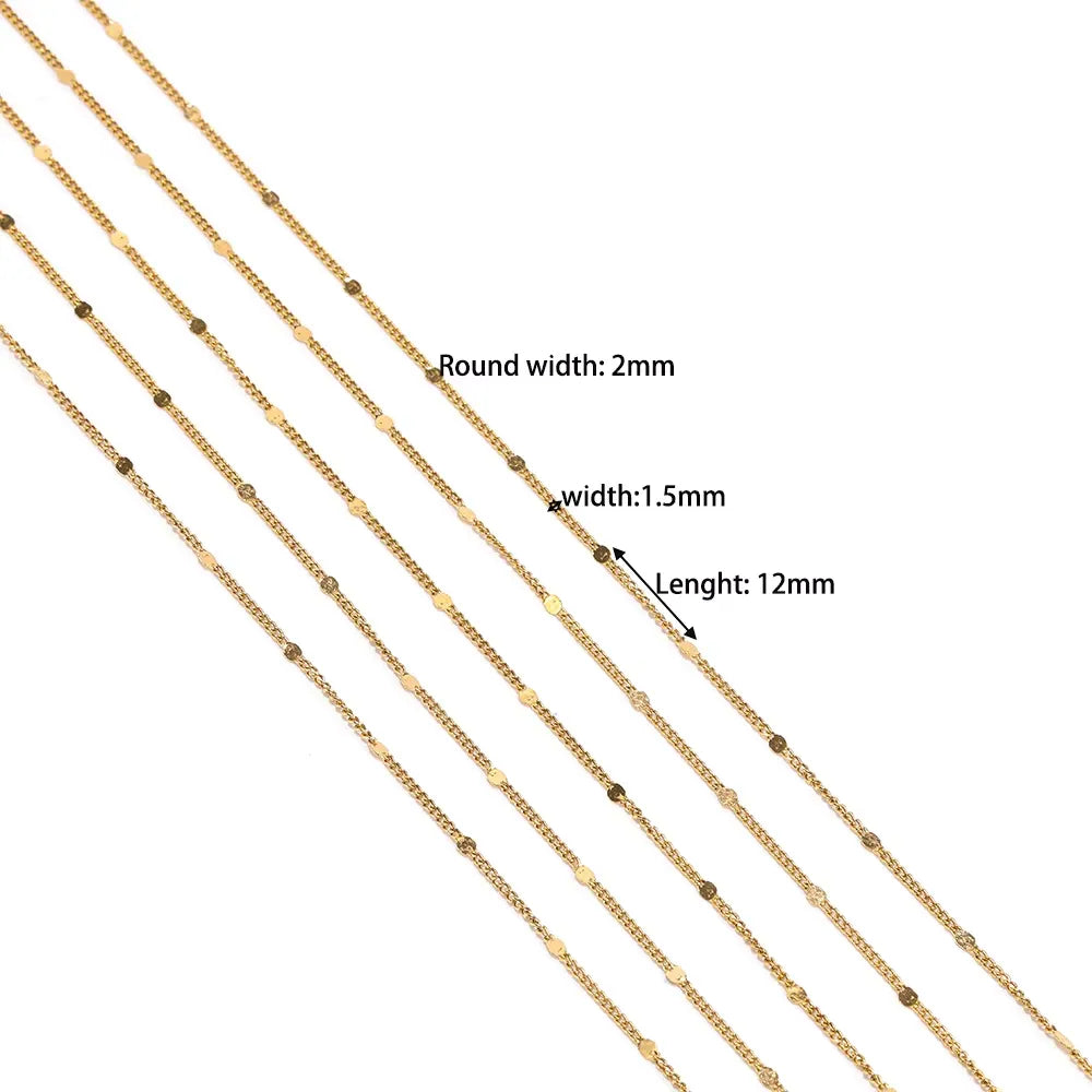 Gold Flat Disc Link Chain Permanent Bracelet - 5m