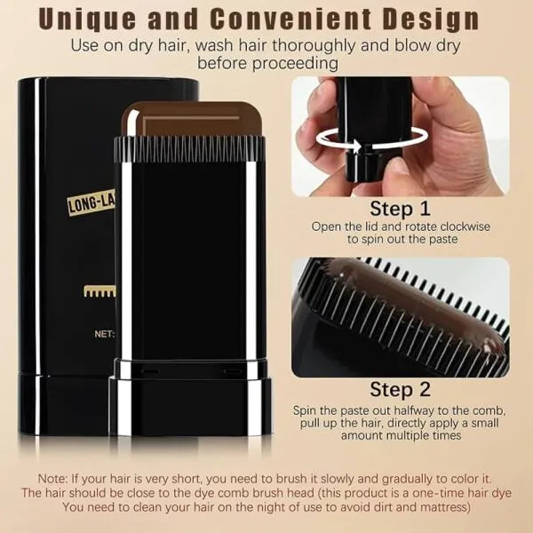 Gegemoon Black Hairdressing Wand – 2-in-1 Natural Color Touch-Up Stick -16g