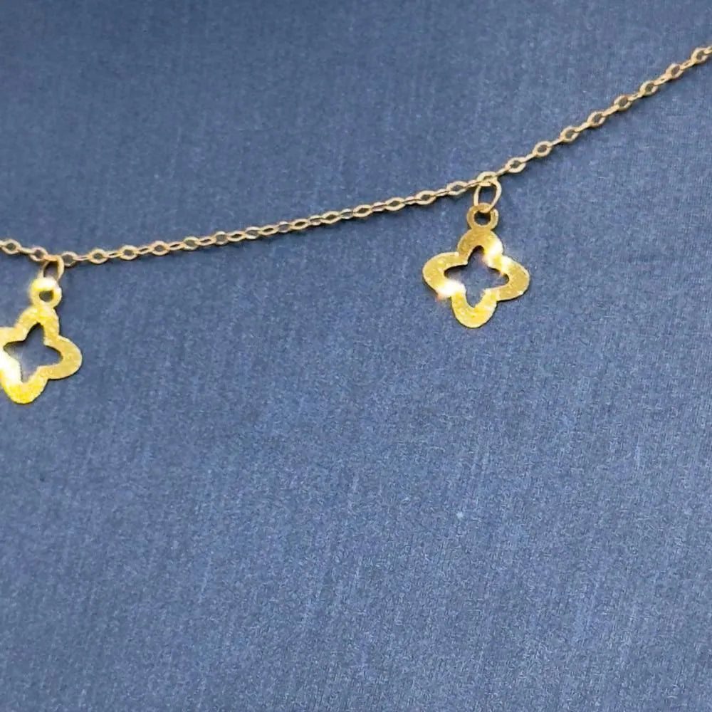 Gold Plated Cutout Clover Charm Chain Necklace