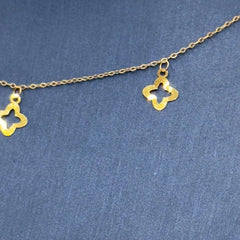 Gold Plated Cutout Clover Charm Chain Necklace