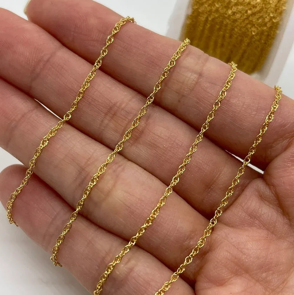 Gold Textured Link Chain Spool Permanent Bracelet - 5m
