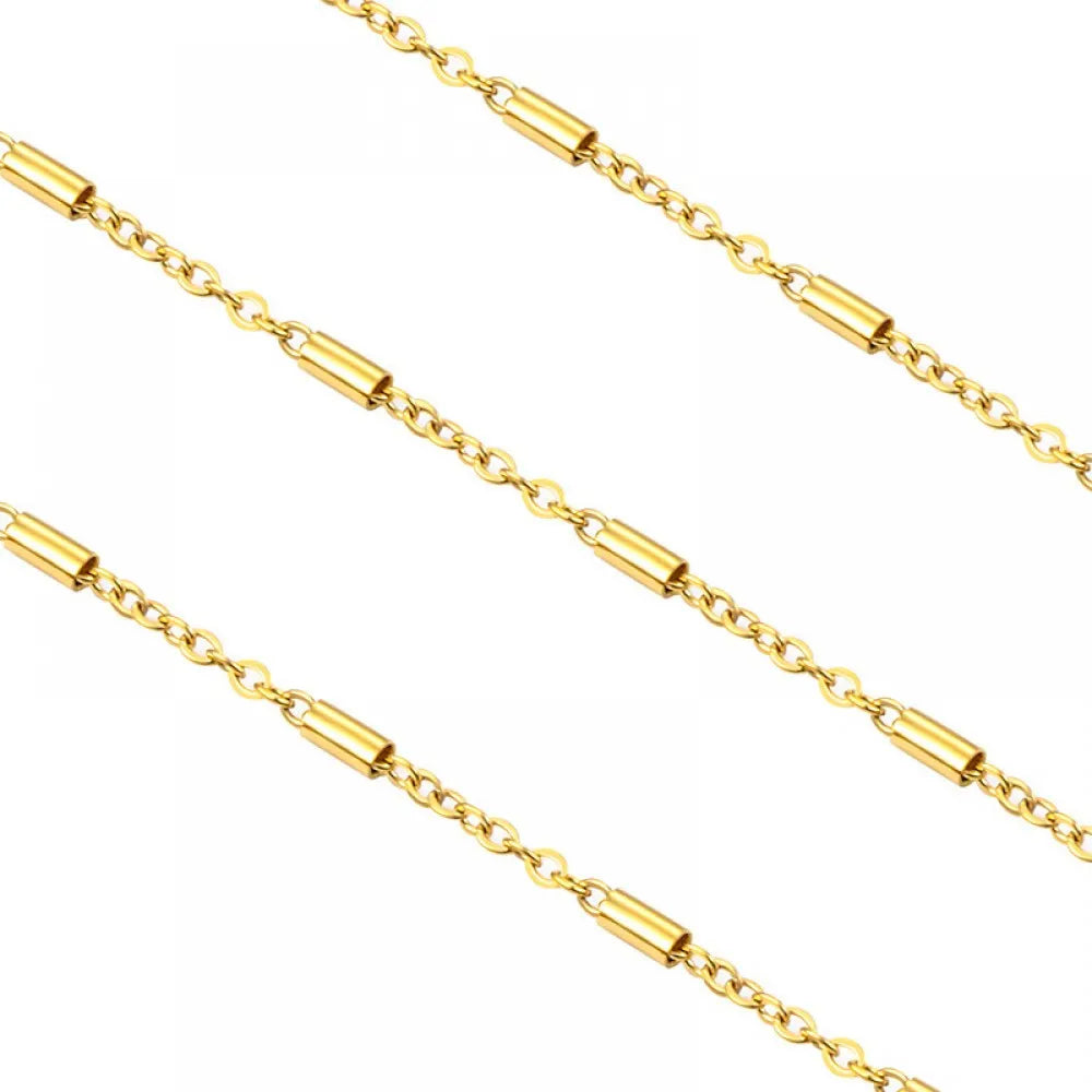 Gold Tube Bead Link Chain Spool Permanent Bracelet - 5m