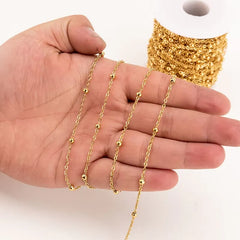 Gold Satellite Ball Bead Chain Permanent Bracelet - 5m
