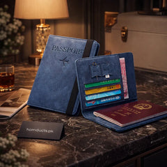 Faux Leather Passport Holder Cover and Travel Wallet with Elastic Band