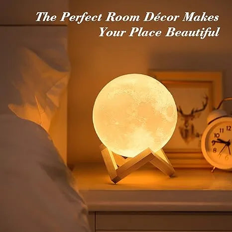3D Moon Lamp Night Light with Wooden Stand