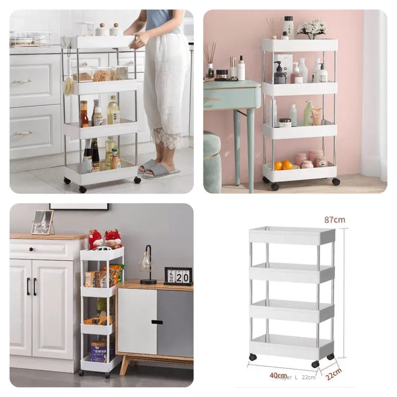 Slim Slide-Out Rolling Storage Cart Organizer with Wheels