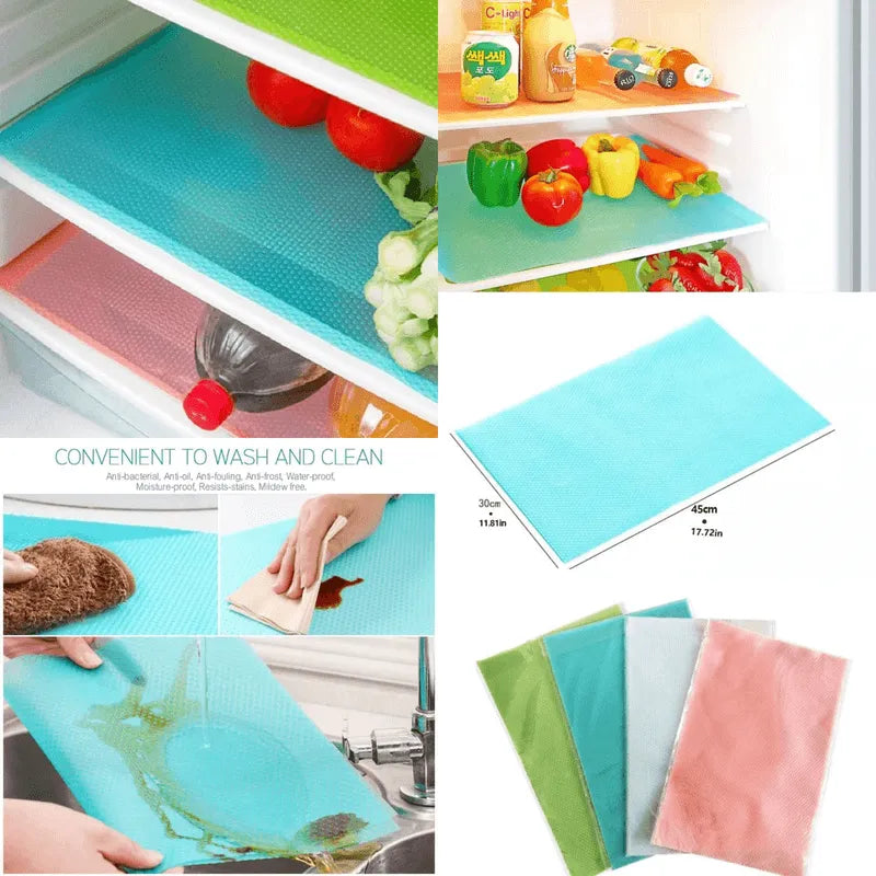 Multipurpose Washable Waterproof Refrigerator and Drawer Liner Mats- Pack of 4