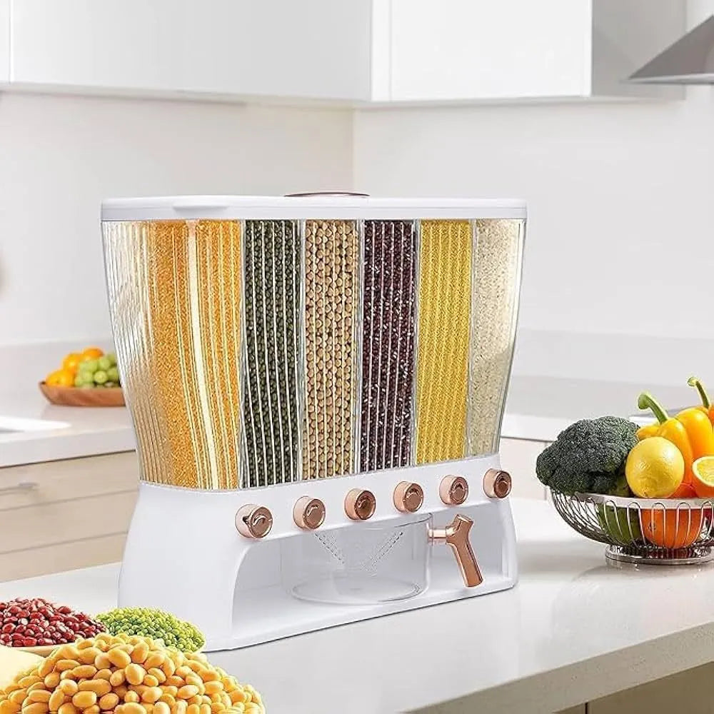6 Compartment Countertop Cereal and Storage Dispenser - Each