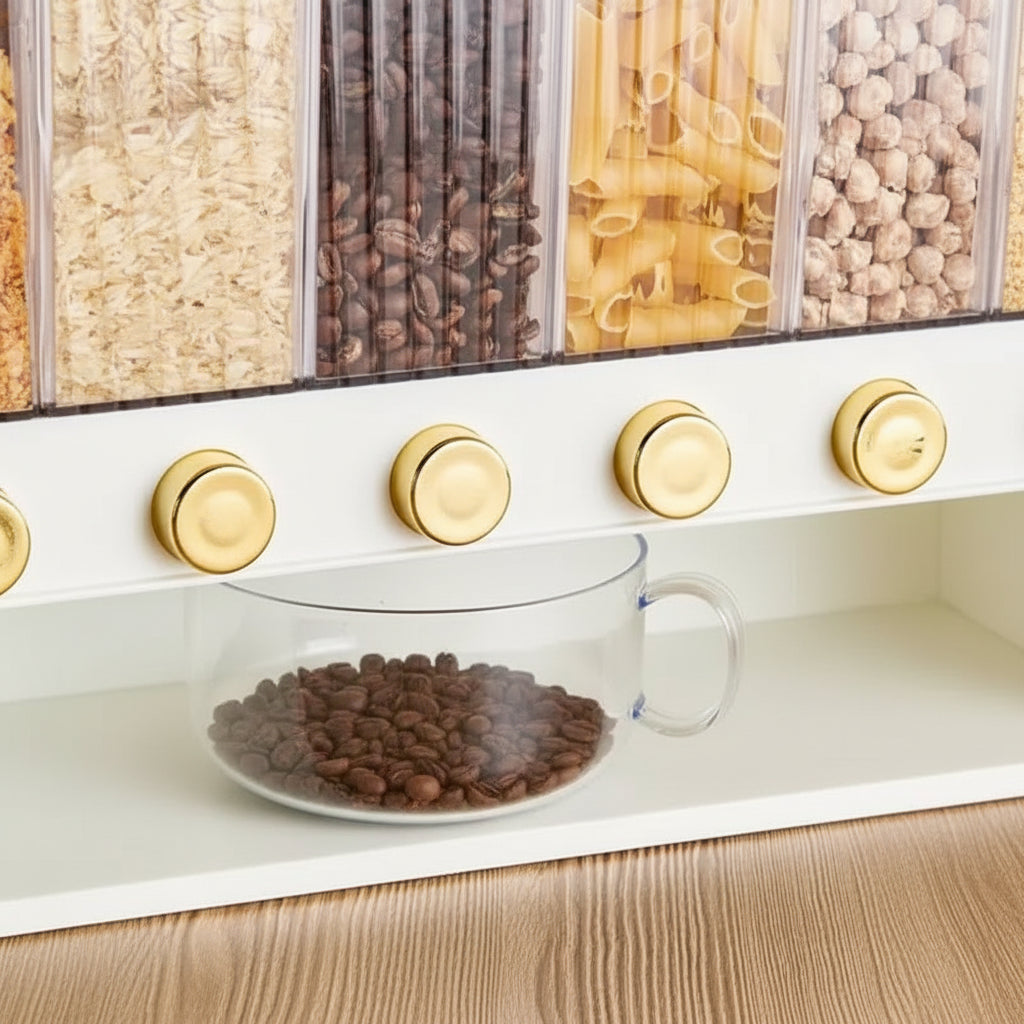 6 Compartment Countertop Cereal and Storage Dispenser - Each