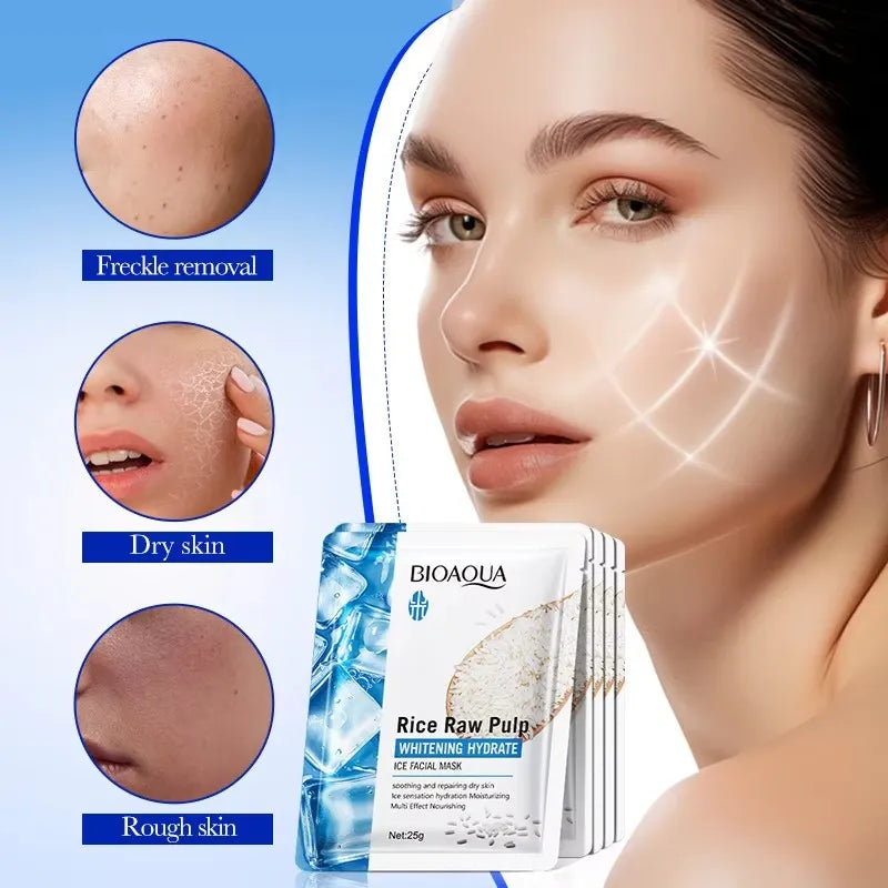 BIOAQUA Rice Raw Pulp Whitening Hydrate Ice Facial Mask - Each