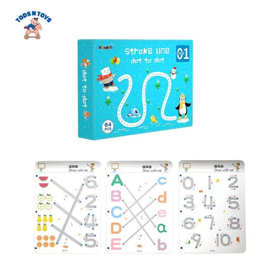 Kidmocy Stroke Line Dot to Dot Stage 01 Tracing Educational Kit -64 Pcs