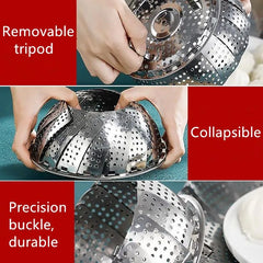 Stainless Steel Folding Expandable Vegetable Steamer Basket-Each
