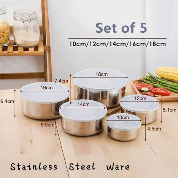 The Minimalist Stainless Steel Fresh Box Stack - Set of 5