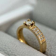 Gold Zircon Solitaire Ring