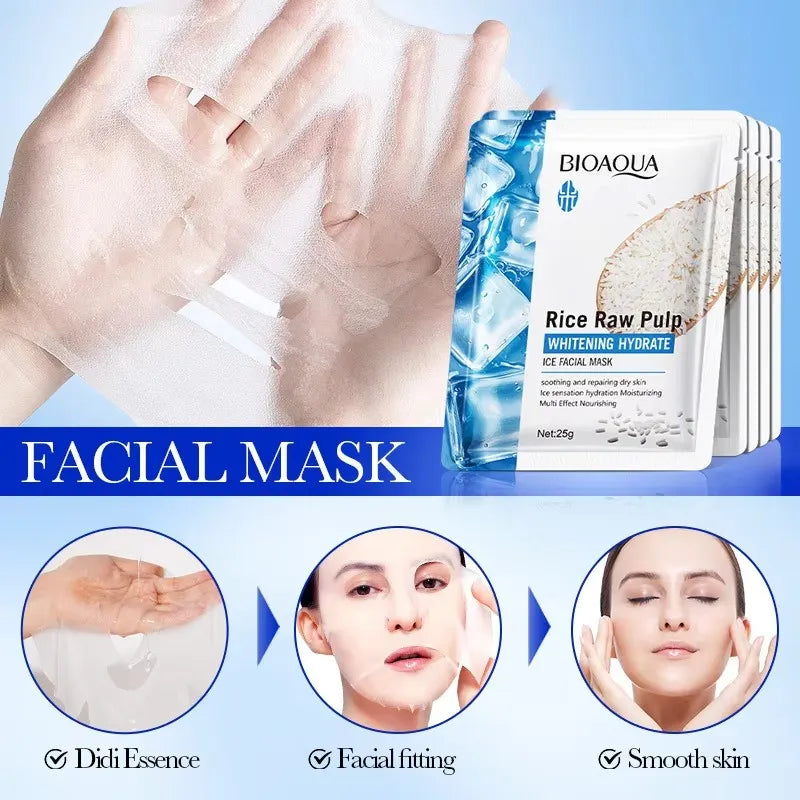 BIOAQUA Rice Raw Pulp Whitening Hydrate Ice Facial Mask - Each