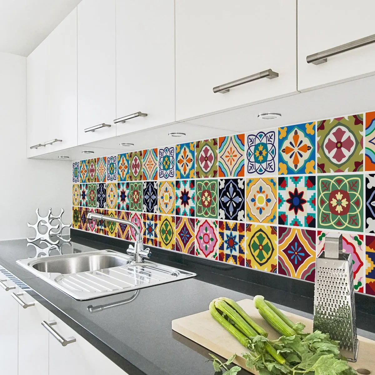 Traditional Mandala Tile Wall Stickers - 12Pcs
