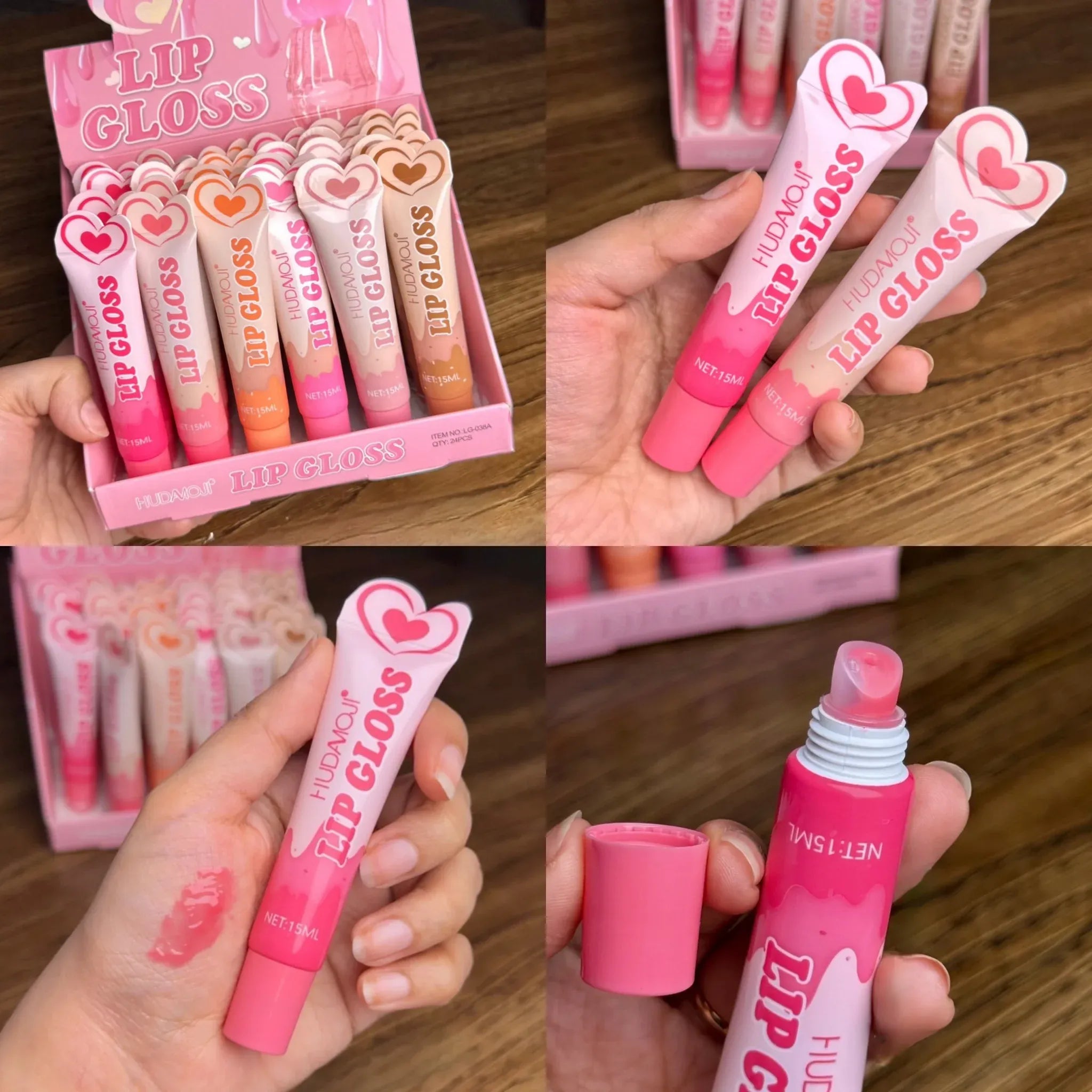 HUDAMOJI Heart Top Moisturizing Lip Gloss Tube