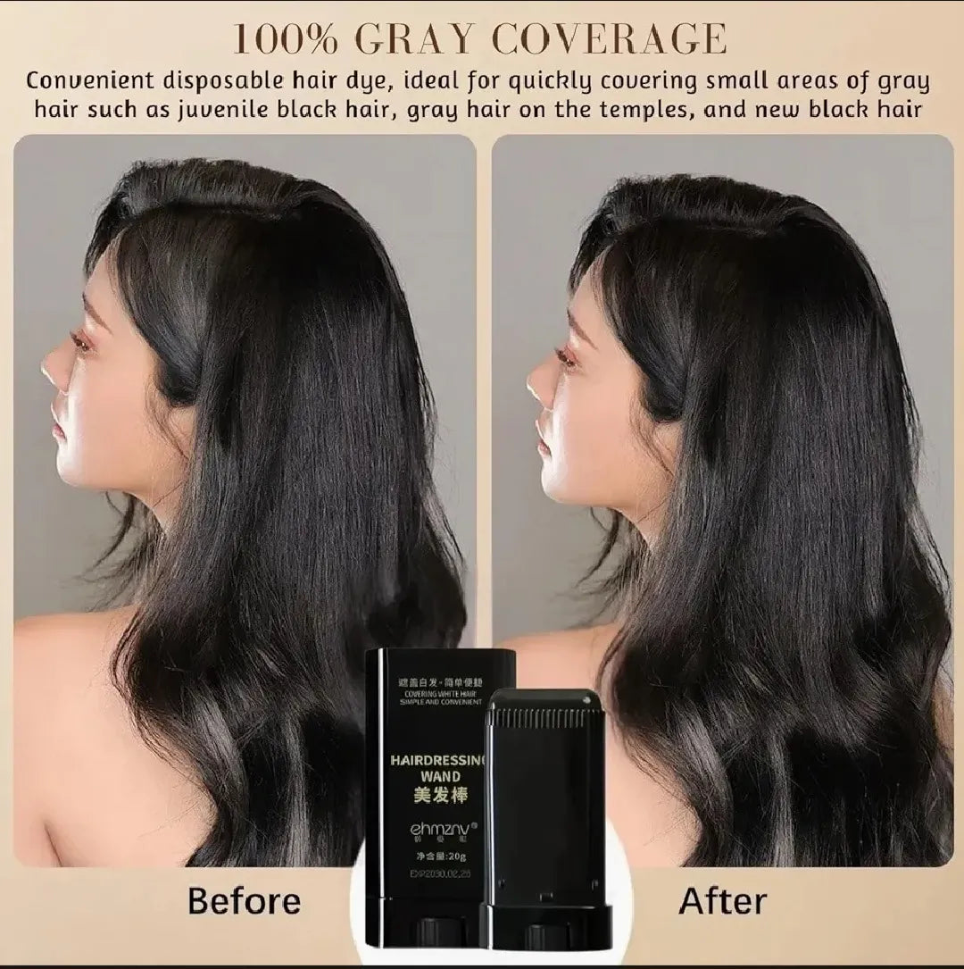 Gegemoon Black Hairdressing Wand – 2-in-1 Natural Color Touch-Up Stick -16g