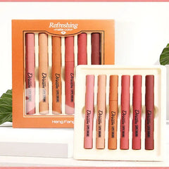 HENG FANG Set OF 6 - Waterproof Matte Color Makeup Lipsticks.
