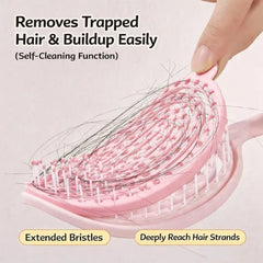 Cute Cat-Eared Hollow Out Detangling Hair Brush with Removable Base -Each