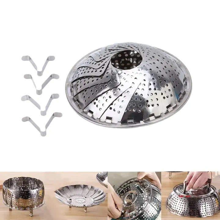 Stainless Steel Folding Expandable Vegetable Steamer Basket-Each