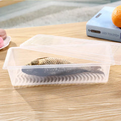 Clear Plastic Food Storage Box with Drain Tray & Lid