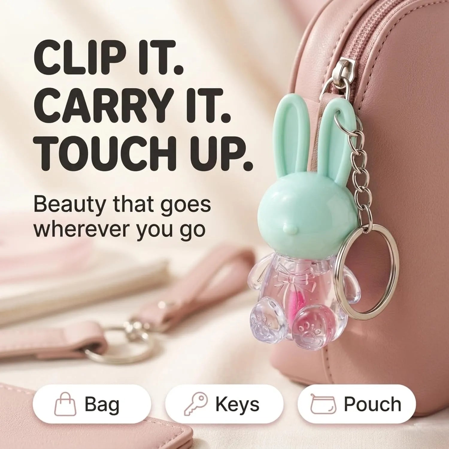Cute Bunny Keychain Lip Gloss Oil