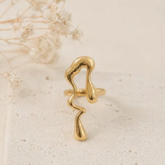 Gold Abstract Molten Drip Ring