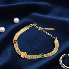 Stainless Steel Multicolor Stone Accents Bracelet - each