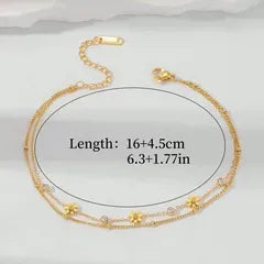 Gold Layered Flower & Crystal Charm Bracelet