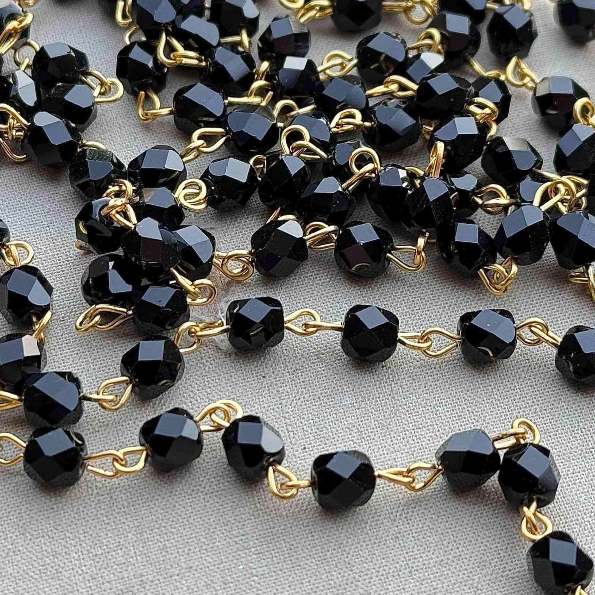 Black Faceted Crystal Bead Permanent Bracelet