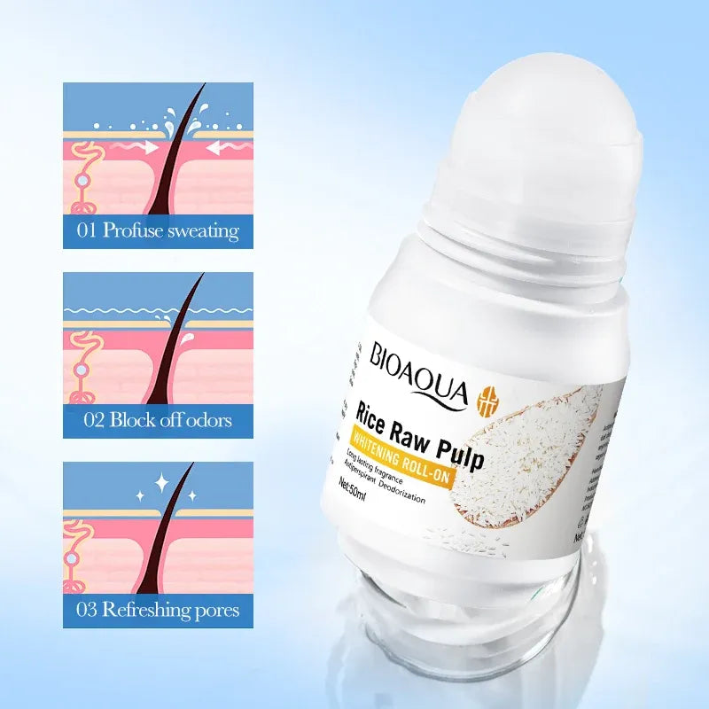 Bioaqua Rice Raw Pulp Whitening Roll-On - 50ml