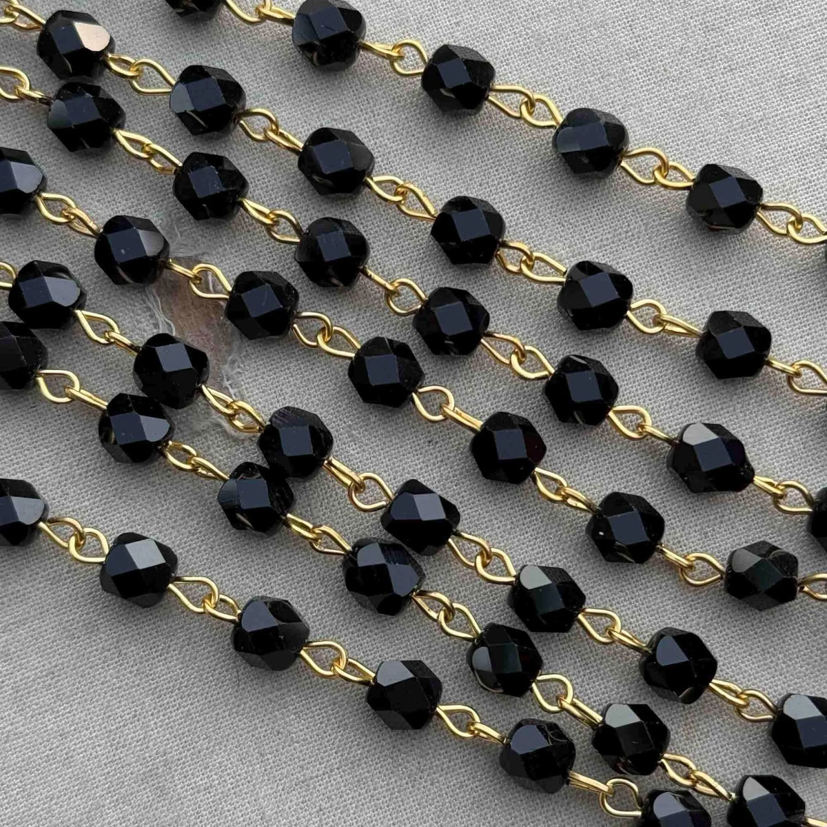 Black Faceted Crystal Bead Permanent Bracelet